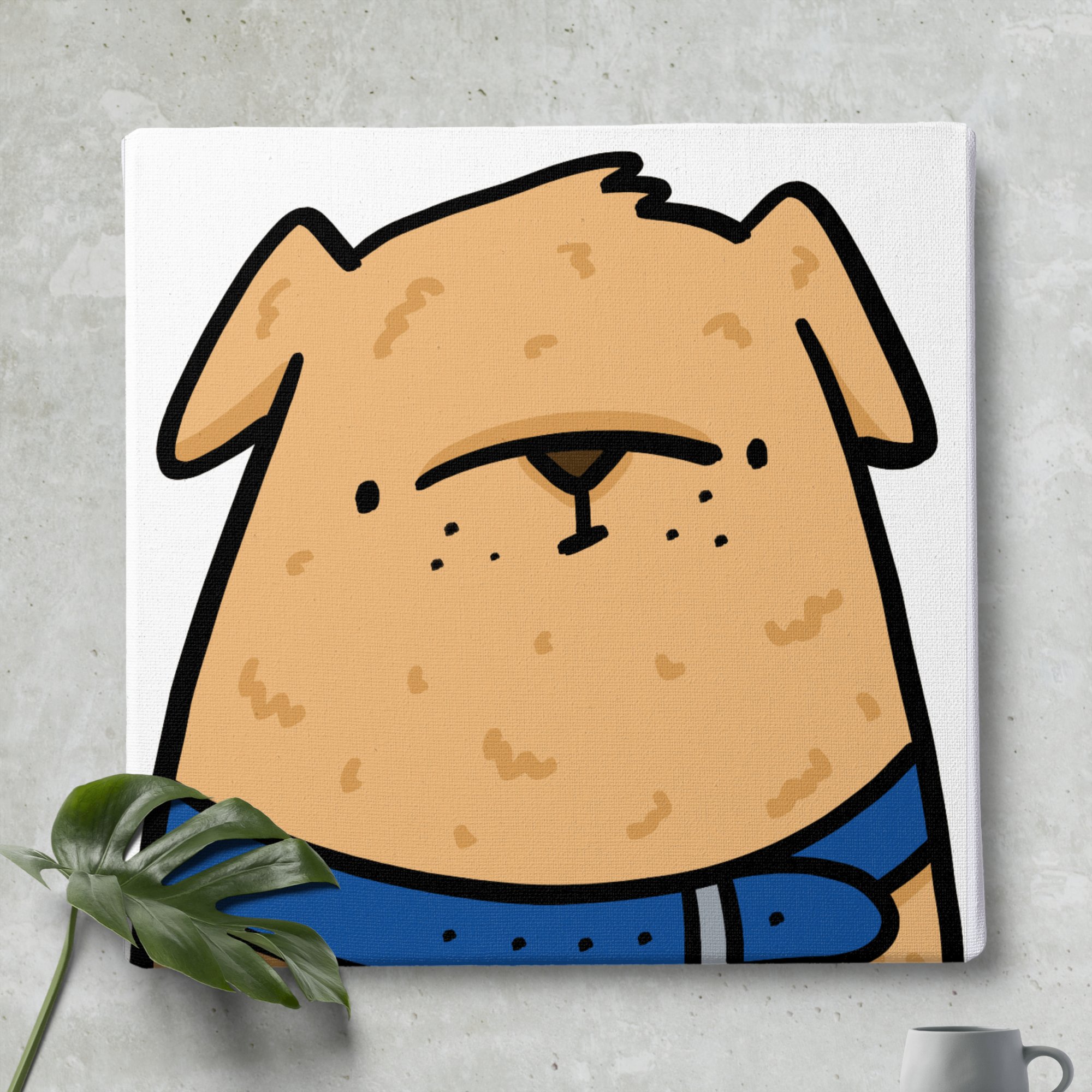 Illustrated large pet dog portrait canvas