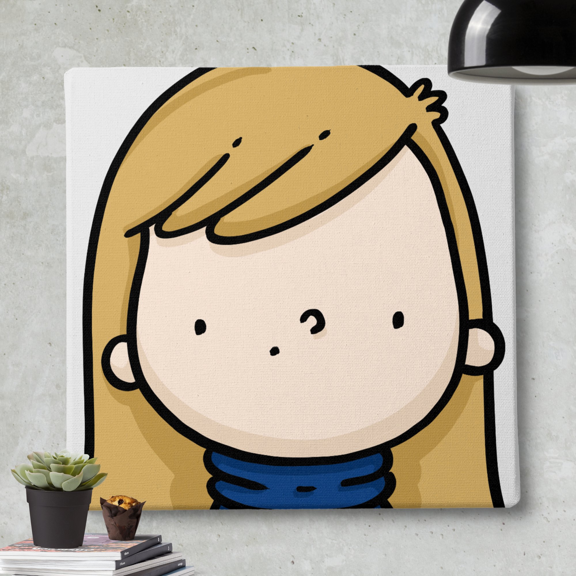 Illustrated large portrait canvas for wife, girlfriend, or daughter