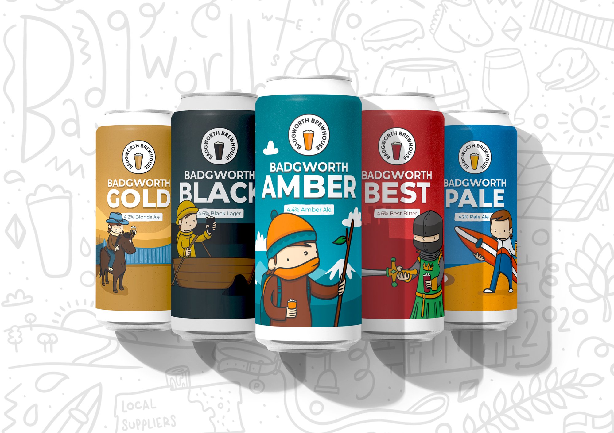 Micro-brewery illustrated product packaging design
