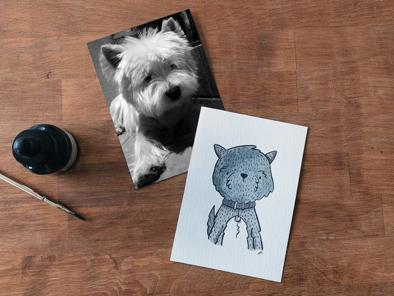 tiny grey custom pet portraits