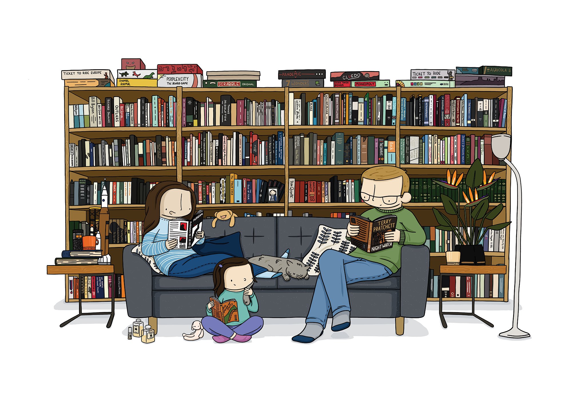 detailed family portrait book lovers